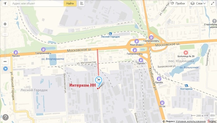 Схема проезда к организации Интерком-НН