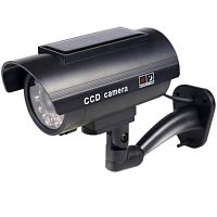 картинка Фальш-камера цилиндрическая (муляж уличной видеокамеры) с солнечной батареей, цвет черный от магазина Интерком-НН