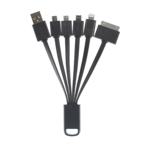 картинка Кабель USB Robiton P9 Apple 30pin, Apple 8pin (Lightning), Mini-USB, Micro-USBх2, черный 15см от магазина Интерком-НН