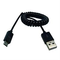 картинка Smartbuy iK-12sp Дата-кабель USB - micro USB, спиральный, длина 1.0 м, черный  от магазина Интерком-НН